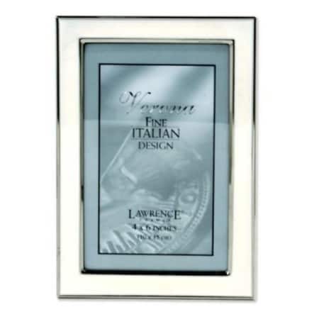 Lawrence Frames Lawrence Frames 586146 Lawrence Frames Silver Plated 4x6 Metal with White Enamel Picture Frame 586146
